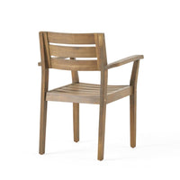 Ambre Dining Chair Set of 2, Slatted Back, Straight Legs, Gray Acacia Wood -BM323717