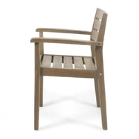 Ambre Dining Chair Set of 2, Slatted Back, Straight Legs, Gray Acacia Wood -BM323717