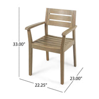 Ambre Dining Chair Set of 2, Slatted Back, Straight Legs, Gray Acacia Wood -BM323717