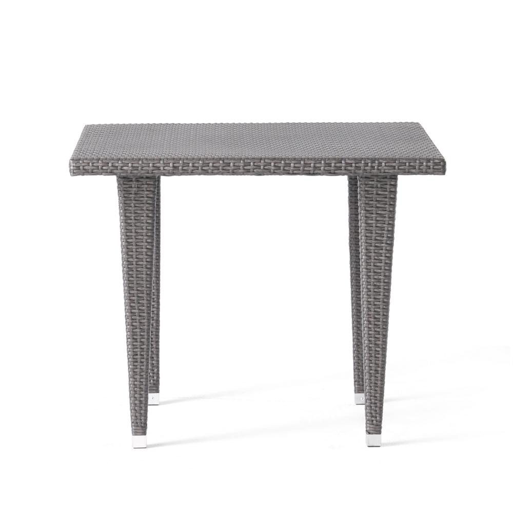 Miny Dining Table, 35 Inch Square Top, Iron, Multi Brown Outdoor Wicker -BM323723