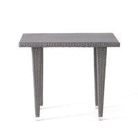 Miny Dining Table, 35 Inch Square Top, Iron, Multi Brown Outdoor Wicker -BM323723