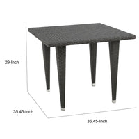 Miny Dining Table, 35 Inch Square Top, Iron, Multi Brown Outdoor Wicker -BM323723