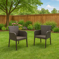 Naya Dining Chair Set of 2, Iron Legs, Multi Brown Outdoor Resin Wicker -BM323724