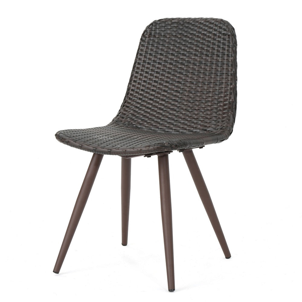 Illa Dining Side Chairs, Set of 2, Brown Angled Legs, Iron, Gray Outdoor Wicker -BM323725