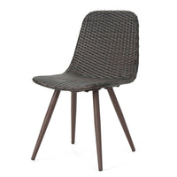 Illa Dining Side Chairs, Set of 2, Brown Angled Legs, Iron, Gray Outdoor Wicker -BM323725