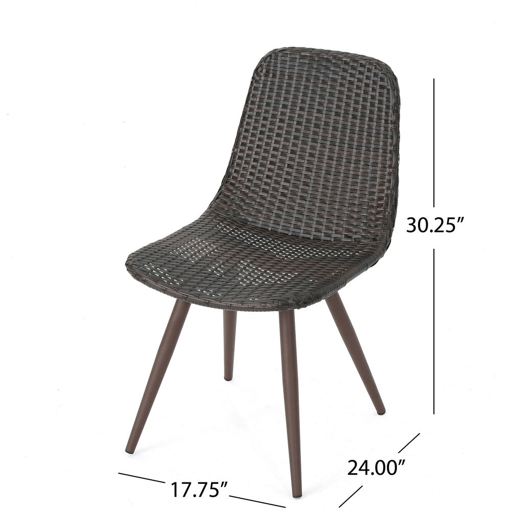 Illa Dining Side Chairs, Set of 2, Brown Angled Legs, Iron, Gray Outdoor Wicker -BM323725