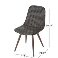 Illa Dining Side Chairs, Set of 2, Brown Angled Legs, Iron, Gray Outdoor Wicker -BM323725