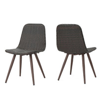 Illa Dining Side Chairs, Set of 2, Brown Angled Legs, Iron, Gray Outdoor Wicker -BM323725