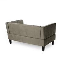 Loveseat, Nailhead Trim, Tuxedo Arms, 53 Inch Channel Stitch Gray Velvet -BM323729