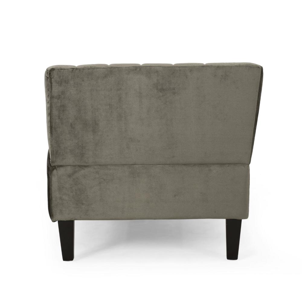 Loveseat, Nailhead Trim, Tuxedo Arms, 53 Inch Channel Stitch Gray Velvet -BM323729