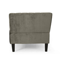 Loveseat, Nailhead Trim, Tuxedo Arms, 53 Inch Channel Stitch Gray Velvet -BM323729