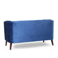 Janie Loveseat, Modern 54 Inch, Button Tufted Diamond Stitch Blue Velvet -BM323731