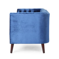 Janie Loveseat, Modern 54 Inch, Button Tufted Diamond Stitch Blue Velvet -BM323731