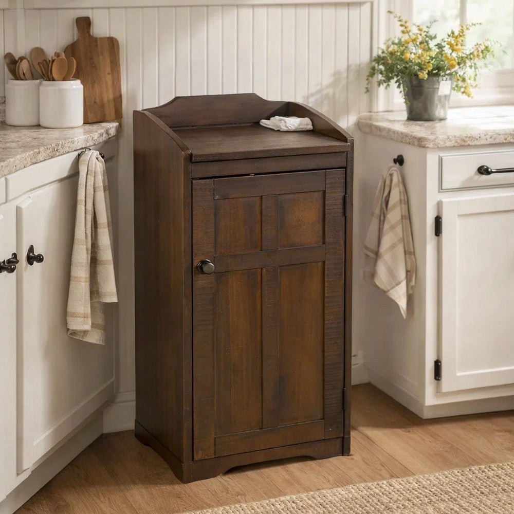 Homestead Trash Box, 34 Inch Tall, Rough Sawn Mahogany, Dark Brown -BM323736