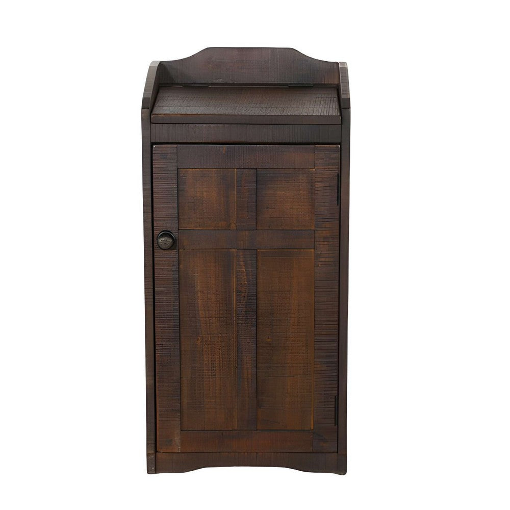 Homestead Trash Box, 34 Inch Tall, Rough Sawn Mahogany, Dark Brown -BM323736