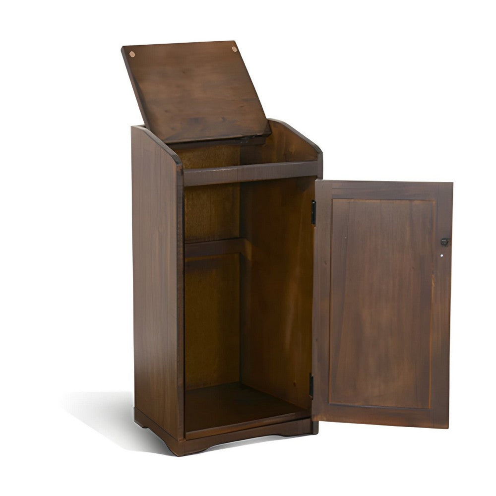 Homestead Trash Box, 34 Inch Tall, Rough Sawn Mahogany, Dark Brown -BM323736