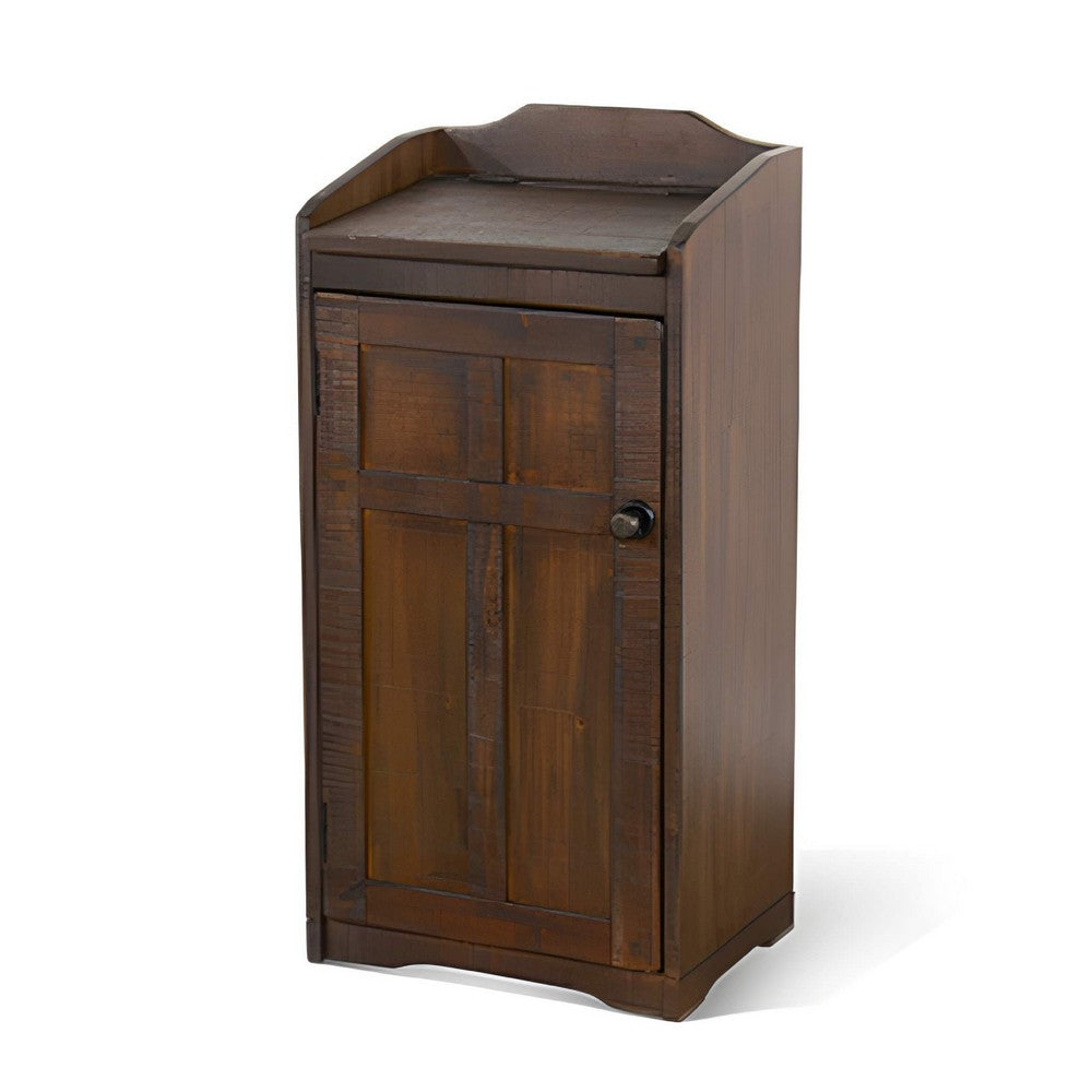 Homestead Trash Box, 34 Inch Tall, Rough Sawn Mahogany, Dark Brown -BM323736