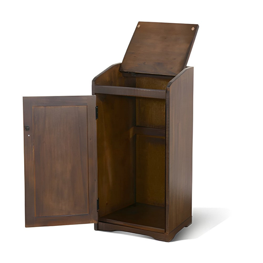 Homestead Trash Box, 34 Inch Tall, Rough Sawn Mahogany, Dark Brown -BM323736