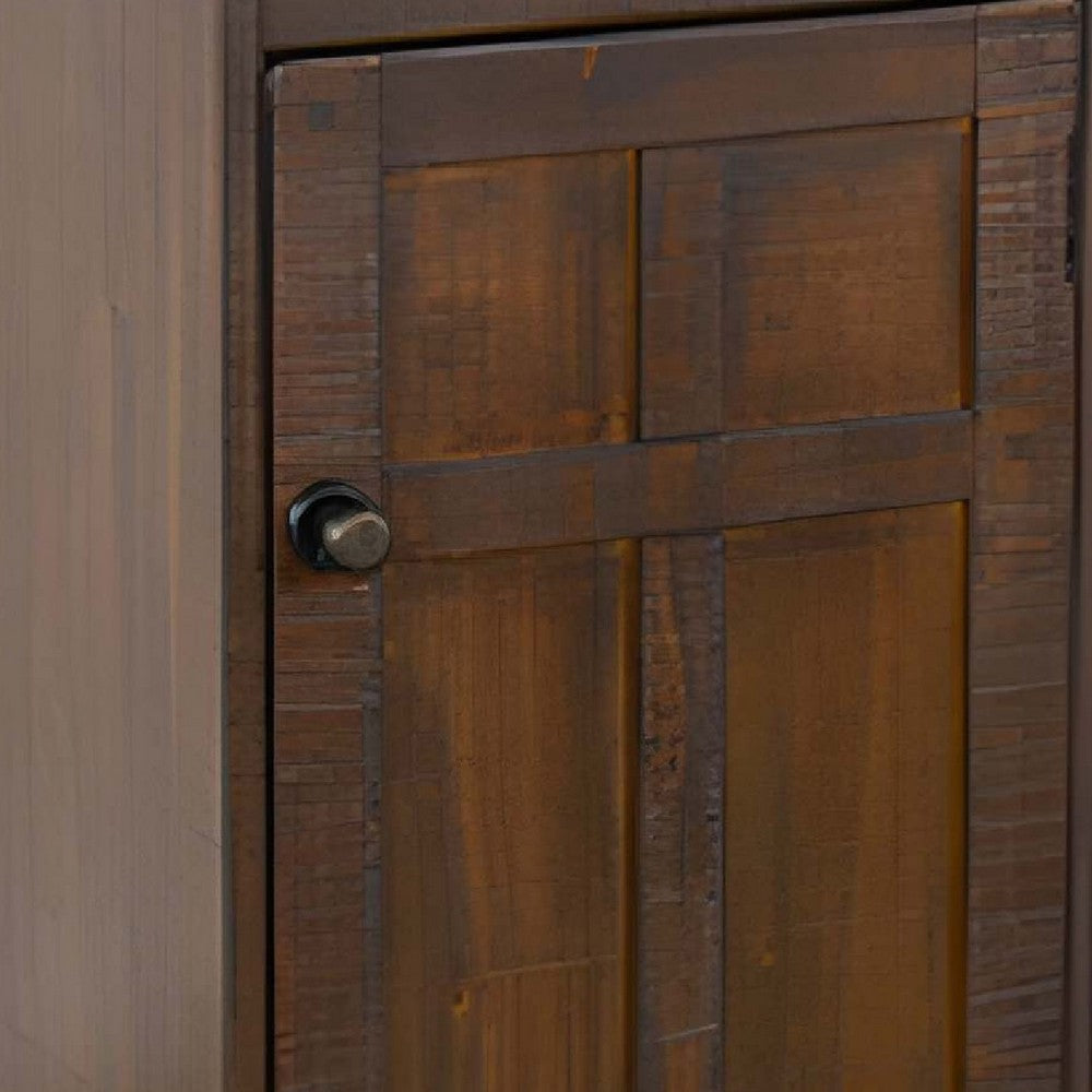 Homestead Trash Box, 34 Inch Tall, Rough Sawn Mahogany, Dark Brown -BM323736