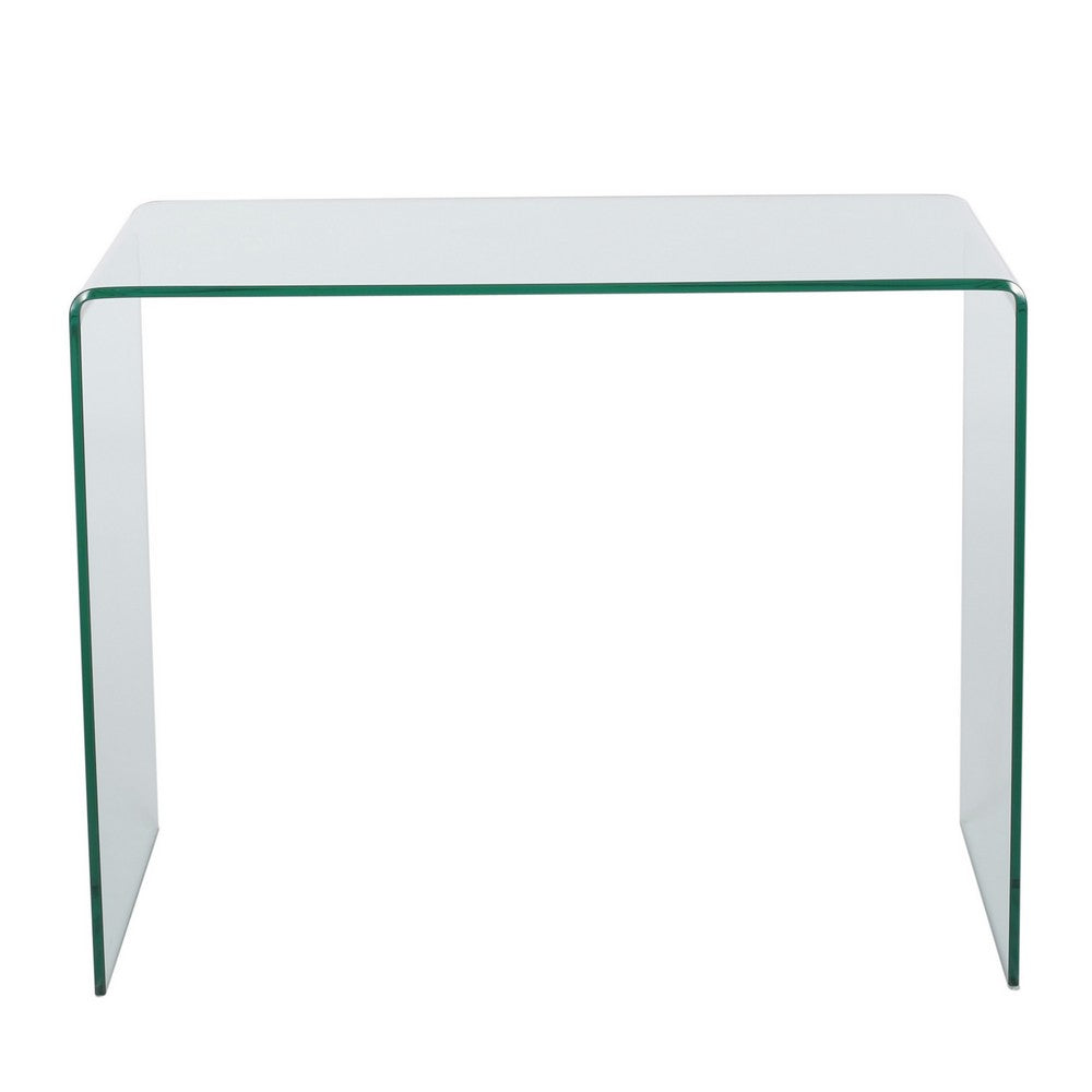 Glass Dining Table, 38 Inch Rectangular Waterfall Edge, Small Space - BM323737