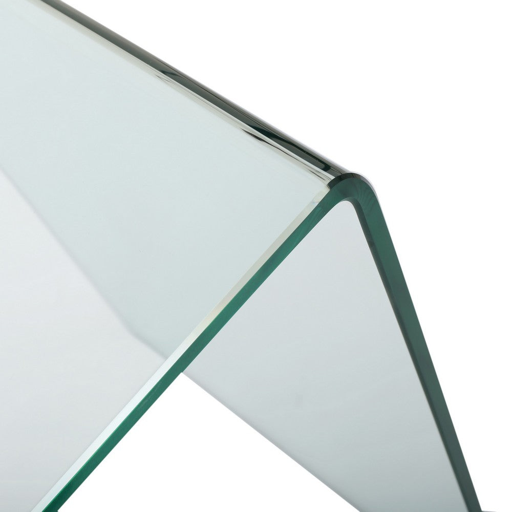 Glass Dining Table, 38 Inch Rectangular Waterfall Edge, Small Space - BM323737