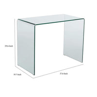 Glass Dining Table, 38 Inch Rectangular Waterfall Edge, Small Space - BM323737