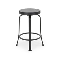 Lni Swivel Counter Stool Set of 2, Faux Wood Seat w Curved Black Metal - BM323750