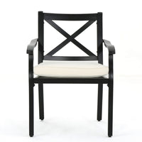 Weny Outdoor Patio Accent Armchair Set of 2, Ivory Cushioned, Black - BM323752