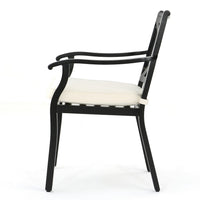 Weny Outdoor Patio Accent Armchair Set of 2, Ivory Cushioned, Black - BM323752