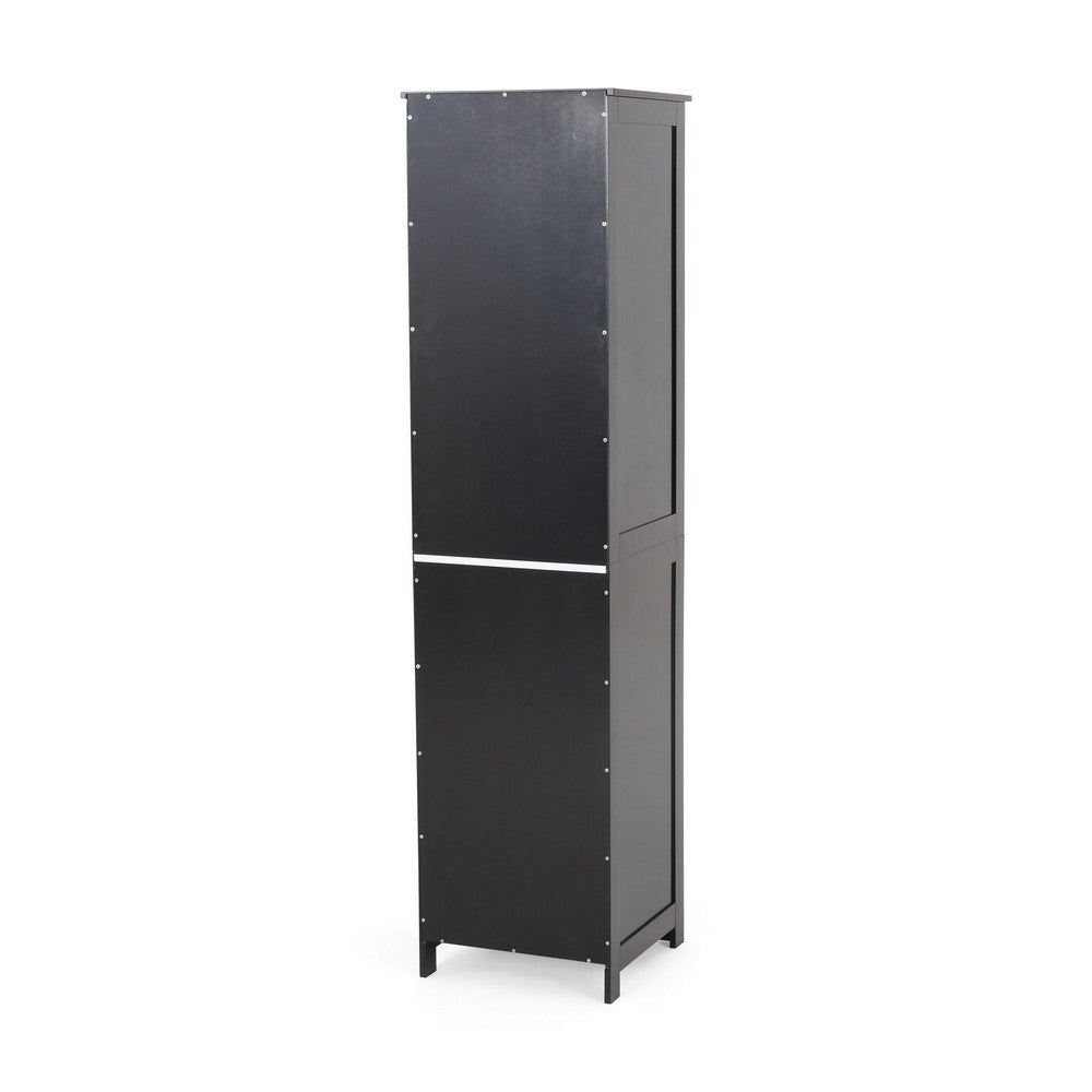 Cabe Tall Bathroom Linen Cabinet, 3 Display Shelves 1 Door, Black - BM323759