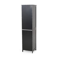 Cabe Tall Bathroom Linen Cabinet, 3 Display Shelves 1 Door, Black - BM323759