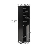 Cabe Tall Bathroom Linen Cabinet, 3 Display Shelves 1 Door, Black - BM323759
