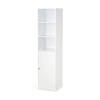 Cabe Tall Bathroom Linen Cabinet, 3 Display Shelves 1 Door, White - BM323760