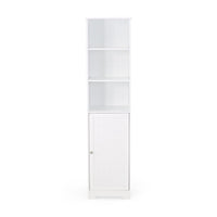 Cabe Tall Bathroom Linen Cabinet, 3 Display Shelves 1 Door, White - BM323760
