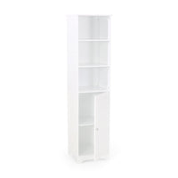 Cabe Tall Bathroom Linen Cabinet, 3 Display Shelves 1 Door, White - BM323760