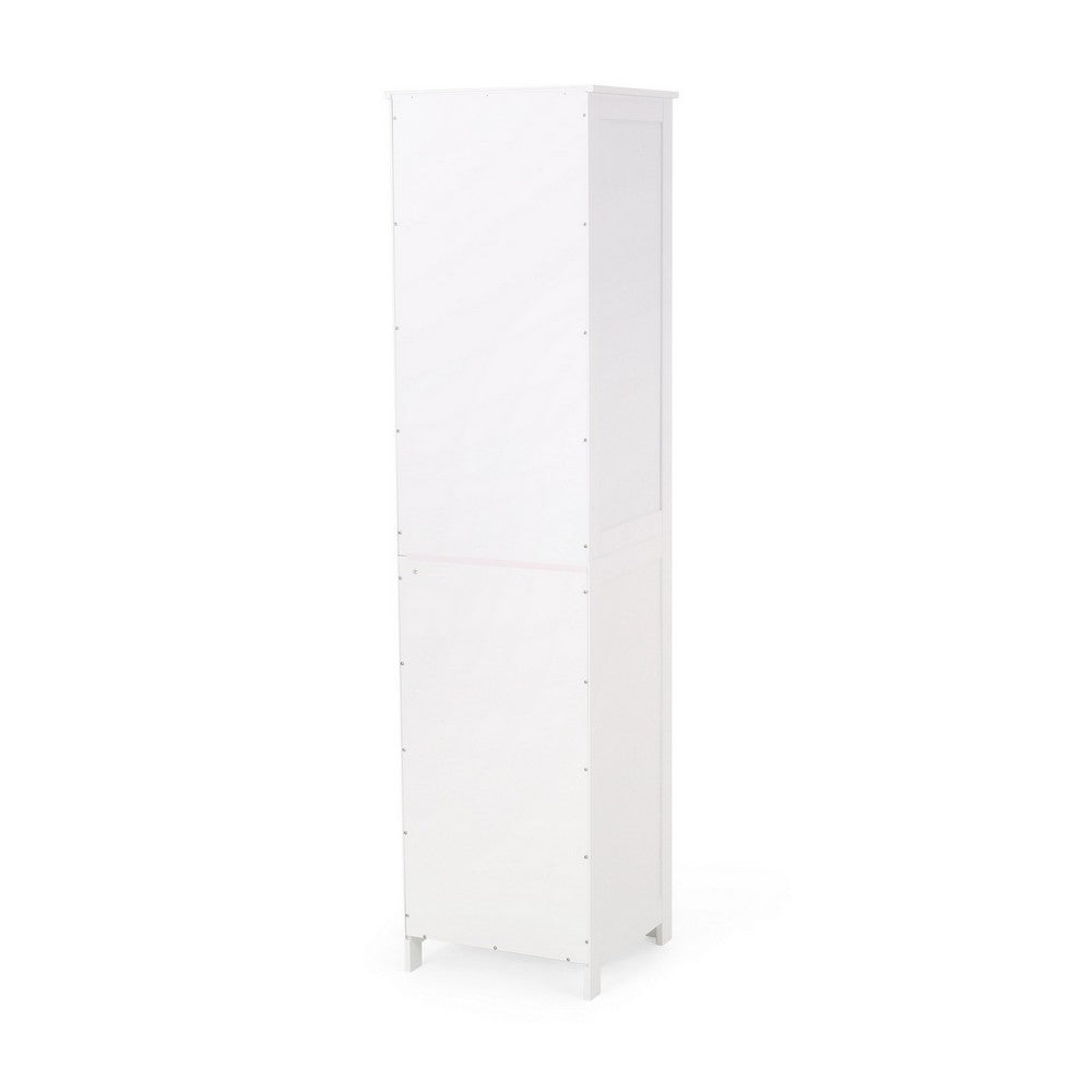 Cabe Tall Bathroom Linen Cabinet, 3 Display Shelves 1 Door, White - BM323760