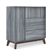 Side Cabinet, Open Square Shelves, 2 Drawer, 38 Inch Gray Faux Wood - BM323776