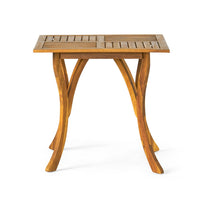 Olen Outdoor Dining Table, Slatted Square 32 Inch, Brown Acacia Wood - BM323795
