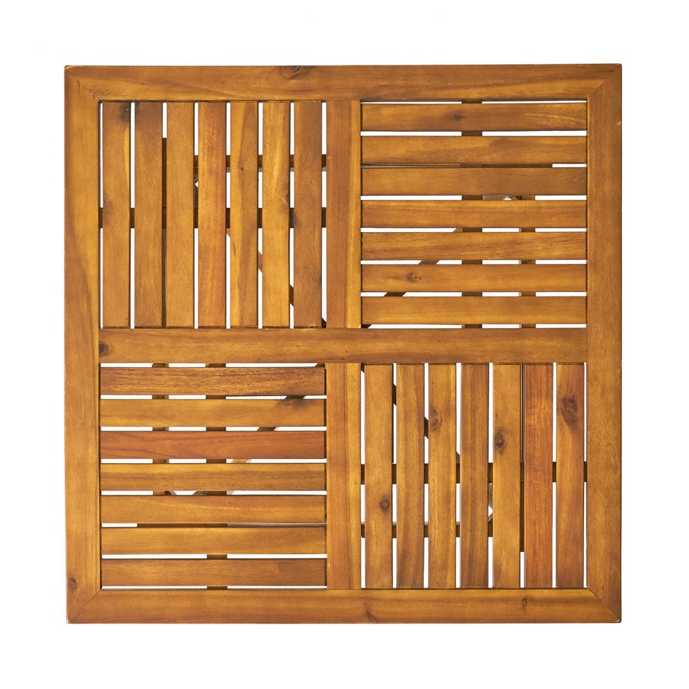 Olen Outdoor Dining Table, Slatted Square 32 Inch, Brown Acacia Wood - BM323795