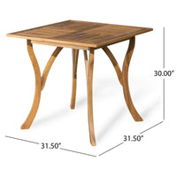 Olen Outdoor Dining Table, Slatted Square 32 Inch, Brown Acacia Wood - BM323795