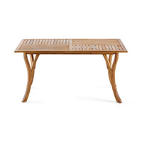 Olen Outdoor Dining Table, Slatted Rectangular 59 Inch, Brown Wood - BM323796