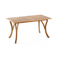 Olen Outdoor Dining Table, Slatted Rectangular 59 Inch, Brown Wood - BM323796