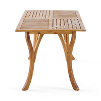 Olen Outdoor Dining Table, Slatted Rectangular 59 Inch, Brown Wood - BM323796