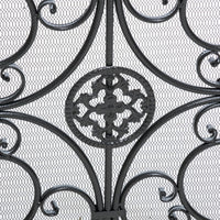 Fireplace Screen, 45 Inch Scroll Design with Mesh, Black Silver Iron - BM323797