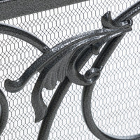 Fireplace Screen, 45 Inch Scroll Design with Mesh, Black Silver Iron - BM323797