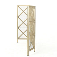 Fireplace Screen, 49 Inch 3-Panel, Rectangular Shape, Square Design, Gold,Iron - BM323806