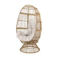 Chair with Cushion, Egg Shaped, Hand Crafted,Wooden,Fabric, Iron frame - BM323811