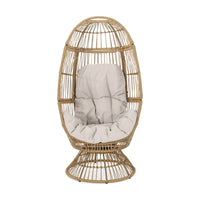 Chair with Cushion, Egg Shaped, Hand Crafted,Wooden,Fabric, Iron frame - BM323811