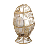 Chair with Cushion, Egg Shaped, Hand Crafted,Wooden,Fabric, Iron frame - BM323811