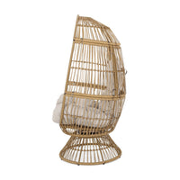 Chair with Cushion, Egg Shaped, Hand Crafted,Wooden,Fabric, Iron frame - BM323811